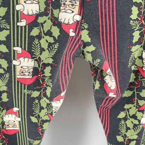 LULAROE Women’s Santa & Holly Red Green Striped High Waist Christmas Leggings - Picture 11 of 14